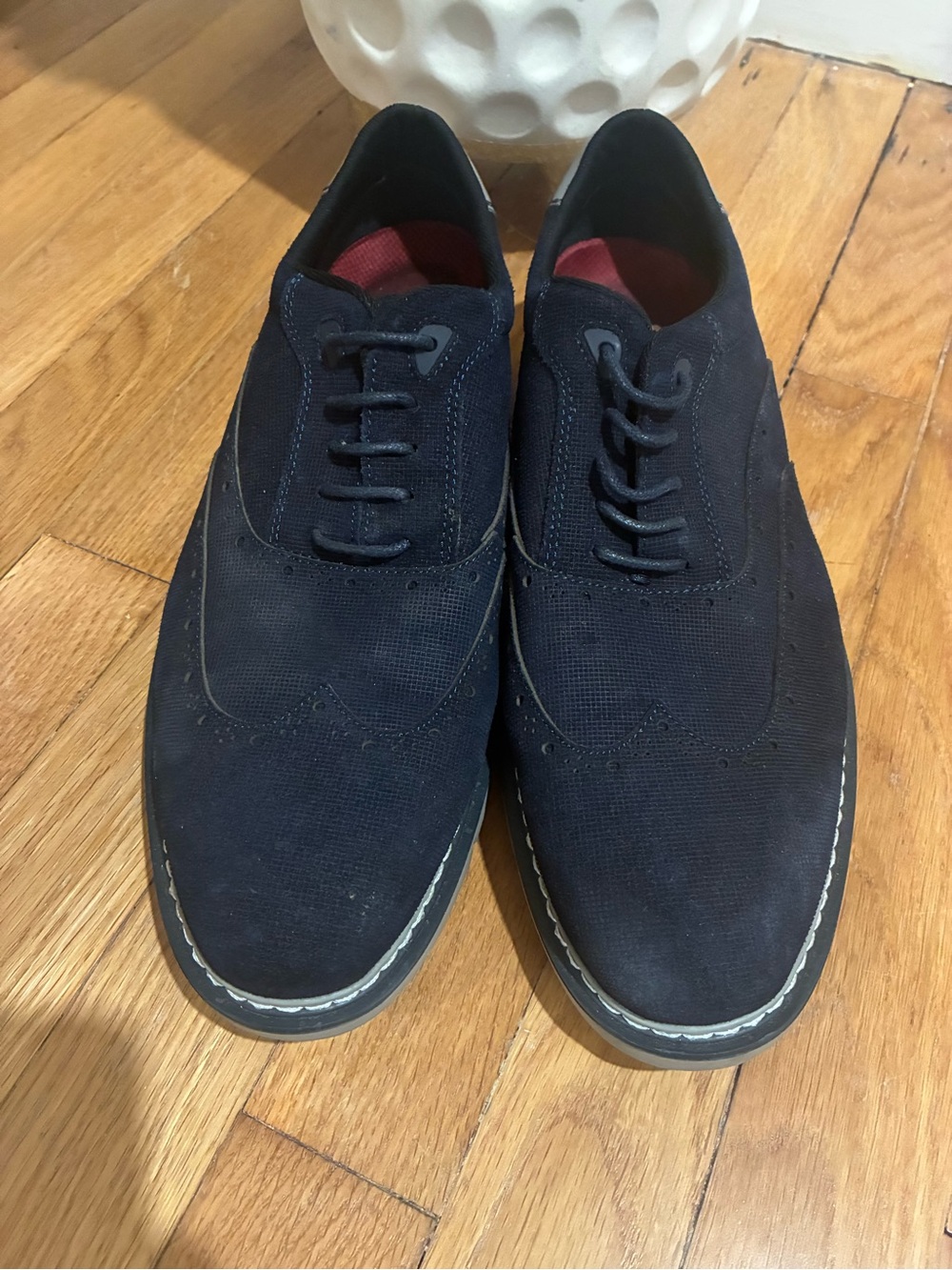 Stacy Adams Navy Suede Wingtip Derby Shoes